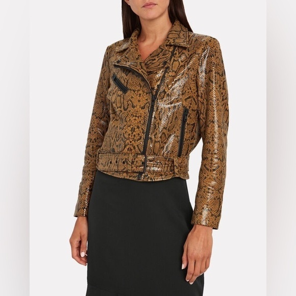 NWT NOTES DU NORD Mercy Snake-Embossed Leather Jacket Multi - Picture 3 of 13